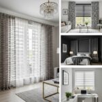 Modern living room with beige zebra curtains 2025
