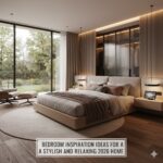 Bedroom inspiration 2026 featuring soft natural color palette with beige, sage, and layered linen textures.